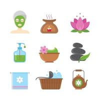 conjunto de ícones de elementos de spa vetor