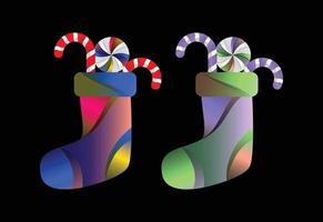 modelo de design de vetor de meia colorida de natal, decorações de natal