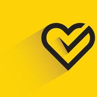 coração e marca de seleção na ilustração vetorial de fundo amarelo vetor