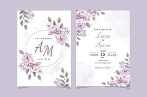 modelo de cartão de convite de casamento elegante floral desenhado à mão vetor