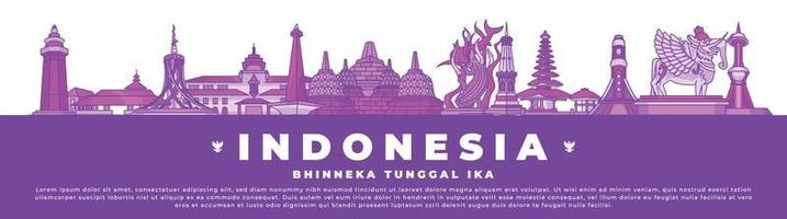 marco da cidade de bandeira da indonésia vetor