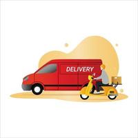 ilustração de serviço de entrega de van e moto vetor