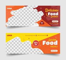 design de capa de página de mídia social de fast food delicioso vetor