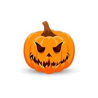 abóbora de halloween isolada no fundo branco. o principal símbolo do feliz dia das bruxas. abóbora assustadora laranja com sorriso assustador feriado dia das bruxas. vetor