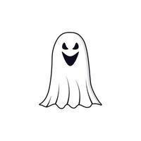 fantasma branco dos desenhos animados de halloween isolado no fundo branco. fantasma assustador fantasma branco de halloween. fantasma com uma cara assustadora. vetor