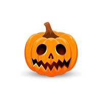 abóbora de halloween isolada no fundo branco. o principal símbolo do feliz dia das bruxas. abóbora assustadora laranja com sorriso assustador feriado dia das bruxas. vetor