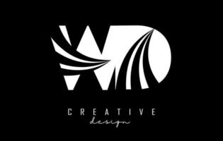 letras brancas criativas wd wd logotipo com linhas principais e design de conceito de estrada. letras com desenho geométrico. vetor