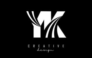 letras brancas criativas yk yk logotipo com linhas principais e design de conceito de estrada. letras com desenho geométrico. vetor