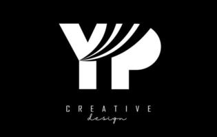 letras brancas criativas yp yp logotipo com linhas principais e design de conceito de estrada. letras com desenho geométrico. vetor