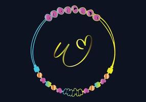 u design de pulseira de monogramas, joias, modelo de vetor de casamento