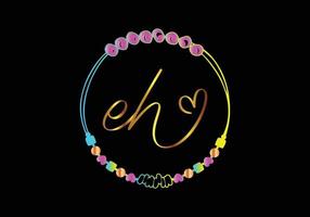 eh design de pulseira de monogramas, joias, modelo de vetor de casamento