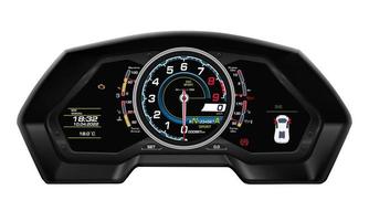 vetor realista moderno super carro painel controle de velocidade tecnologia digital preto sobre fundo branco