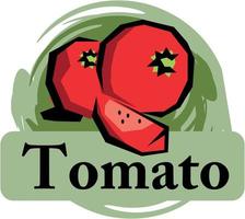 logotipo de tomate com traços de tinta abstrata como plano de fundo vetor