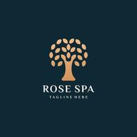 logotipo de spa de árvore de flores e ilustração de design de vetor de cartão de visita