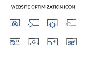 ícones de otimização de sites. ícone de símbolo de desenvolvimento de página do site. conceito para seo e web design vetor
