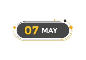 7 de maio lembrete de calendário. 7 de maio modelo de ícone de calendário diário. calendário 7 de maio modelo de design de ícone. ilustração vetorial vetor