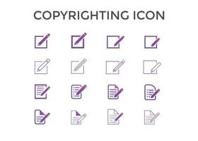 conjunto de ilustração vetorial de ícones de direitos autorais. ícones de redação para seo e site vetor