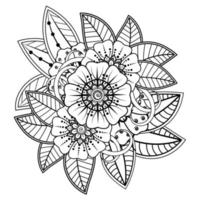 fundo floral com flor mehndi. ornamento decorativo em estilo oriental étnico, ornamento de doodle, desenho de mão de contorno. página do livro para colorir. vetor