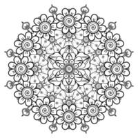 padrão circular em forma de mandala para henna, mehndi, tatuagem, decoração. ornamento decorativo em estilo oriental étnico. página do livro para colorir. vetor