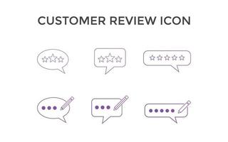 conjunto de comentários ou ilustração vetorial de ícones de revisão do cliente. símbolo de sinal de revisão de 5 estrelas do cliente para aplicativos seo, web e móveis vetor