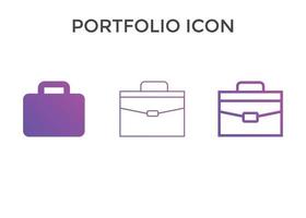 conjunto de ícones de portfólio. ícone de bolsa ou bagagem. conceito para web design vetor