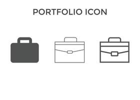 conjunto de ícones de portfólio. ícone de bolsa ou bagagem. conceito para web design vetor