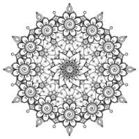 padrão circular em forma de mandala para henna, mehndi, tatuagem, decoração. ornamento decorativo em estilo oriental étnico. página do livro para colorir. vetor