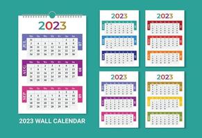 feliz ano novo 2023 calendário de parede de uma página vetor