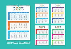 feliz ano novo 2023 calendário de parede de uma página vetor