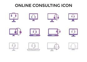 conjunto de ícones de consultoria online. usado para seo e web design. vetor