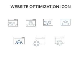 ícones de otimização de sites. ícone de símbolo de desenvolvimento de página do site. conceito para seo e web design vetor