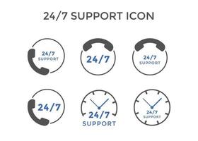 conjunto de 24 7 ícones de suporte ilustração vetorial símbolo de suporte para site ou empresa vetor