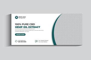 capa de mídia social de óleo cbd de produto de cânhamo e modelo de banner da web vetor