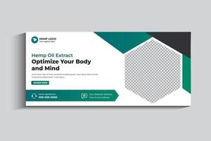 capa de mídia social de óleo cbd de produto de cânhamo e modelo de banner da web vetor