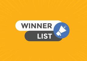 botão de texto da lista de vencedores. melhor bolha de discurso de serviço. banner de web colorido de lista de vencedores. ilustração vetorial vetor