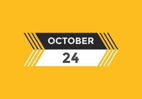 lembrete de calendário de 24 de outubro. 24 de outubro modelo de ícone de calendário diário. modelo de design de ícone de calendário 24 de outubro. ilustração vetorial vetor