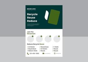 modelo de design de cartaz de panfleto de evento de reciclagem do dia da terra. modelo de design de cartaz de folheto de evento de reciclagem de resíduos grátis. vetor