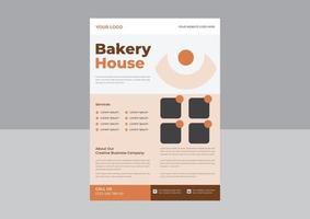 design de panfleto de casa de padaria, design de cartaz de panfleto de promoção de café, design de panfleto de loja de biscoitos. vetor