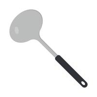 ilustração em vetor clipart de concha de metal. concha de sopa de cozinha com design de vetor plano de alça de plástico preto. ícone de concha de sopa isolado no branco. clipart de desenho de concha. símbolo de conceito de utensílios de cozinha