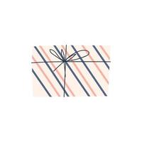 caixa de presente com listras. aniversário, ano novo e presente de natal isolado. ilustração em vetor de uma caixa de presente bonito com uma fita em um fundo branco.