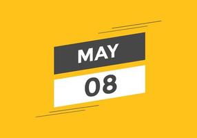 8 de maio lembrete de calendário. 8 de maio modelo de ícone de calendário diário. calendário 8 de maio modelo de design de ícone. ilustração vetorial vetor