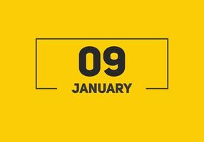 lembrete de calendário de 9 de janeiro. 9 de janeiro modelo de ícone de calendário diário. modelo de design de ícone de calendário 9 de janeiro. ilustração vetorial vetor