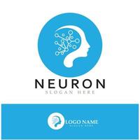 logotipo de neurônio ou design de logotipo de célula nervosa, ícone de modelo de ilustração de logotipo de molécula com conceito de vetor