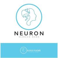 logotipo de neurônio ou design de logotipo de célula nervosa, ícone de modelo de ilustração de logotipo de molécula com conceito de vetor