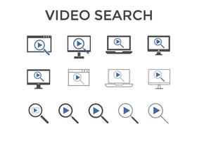conjunto de ilustrações vetoriais de ícone de vídeo de pesquisa. usado para seo ou sites. vetor