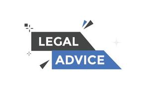 botão de notícias de aconselhamento jurídico. modelo de web de texto de aconselhamento jurídico. ilustração vetorial. balão de fala vetor