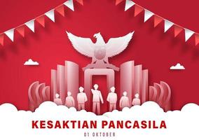 feliz dia da pancasila. ilustração vetorial de celebração de pancasila na indonésia vetor