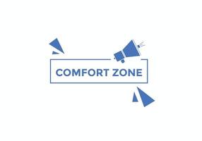 botão de texto da zona de conforto. balão de fala. modelo de banner web colorido da zona de conforto. ilustração vetorial vetor