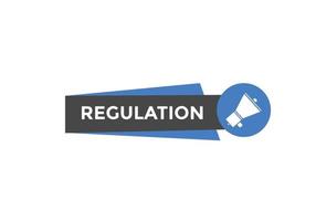 botão de texto de regulamento. balão de fala. regulamento colorido banner web. ilustração vetorial. modelo de placa de etiqueta de regulamento vetor