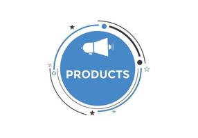 botão de produtos. balão de fala. banner de web colorido de produtos. ilustração vetorial vetor